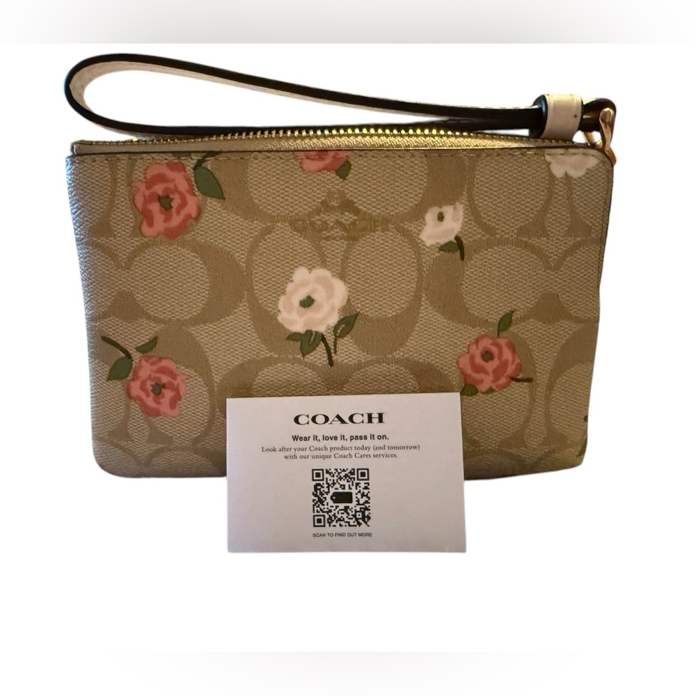 Coach Floral Beige Wristlet